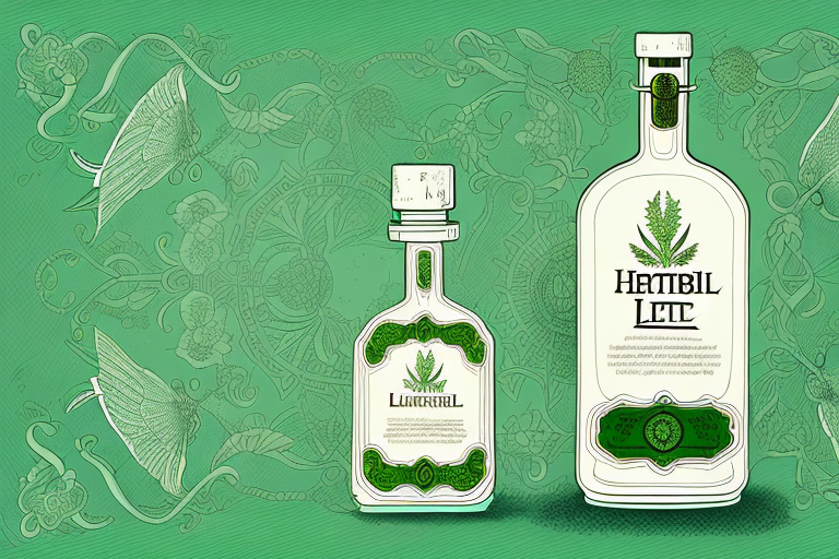 A bottle of an herbal liqueur