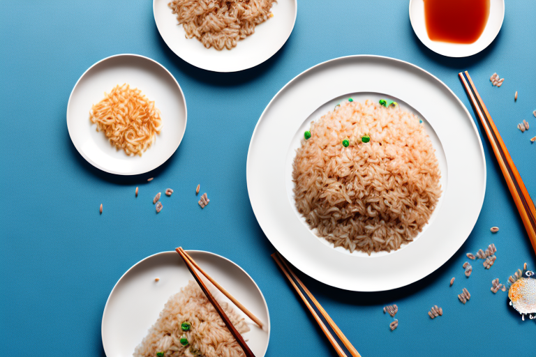 A plate of fried rice with chopsticks