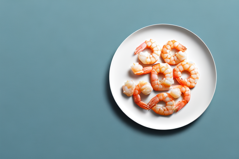 A plate of frozen shrimp with a timer counting down