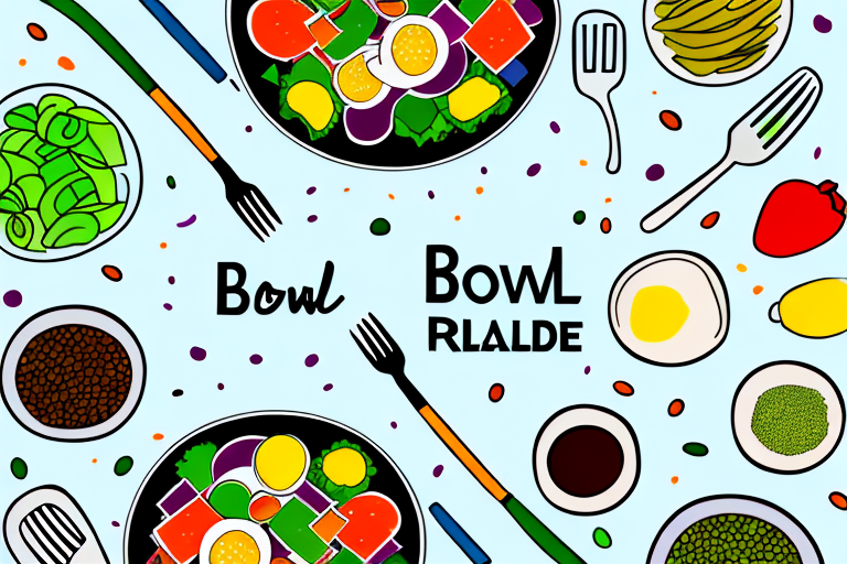 A bowl of colorful salad ingredients with a fork beside it