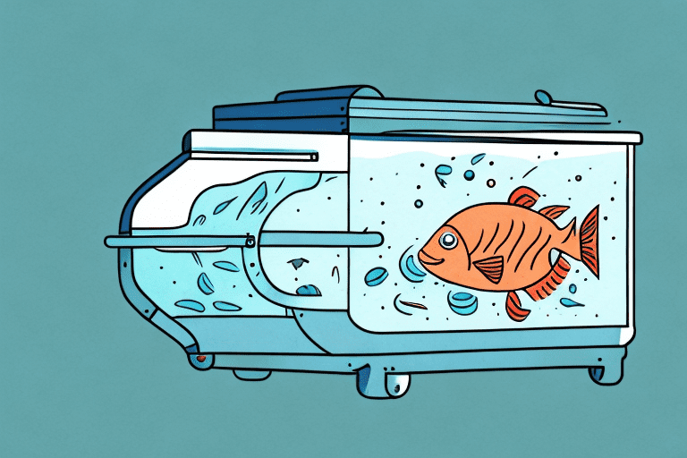 A fish thawing in a refrigerator