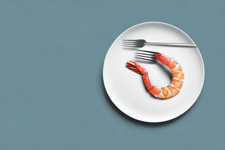 A shrimp on a plate with a fork