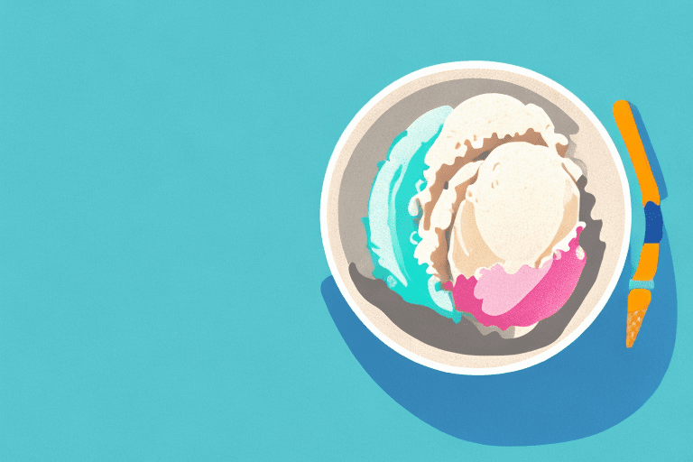 A scoop of ice cream melting in a bowl