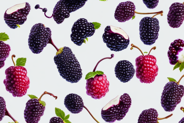 Two ripe mulberry and boysenberry fruits side-by-side