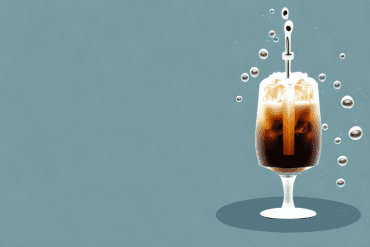 A glass of cold brew coffee with a nitro tap and bubbles rising from the surface