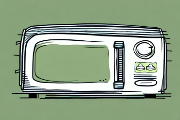 An olive-green microwave oven with a plate of food inside