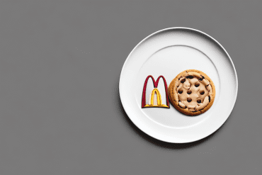 A plate with a mcdonald's cookie on it