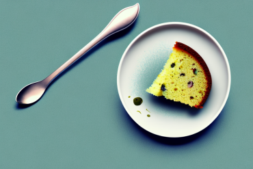 A bowl of olive oil cake with a spoon