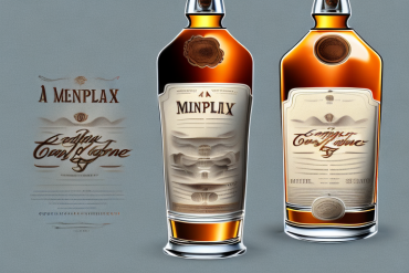 A bottle of cognac with a unique label design