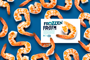 A package of frozen shrimp in a freezer