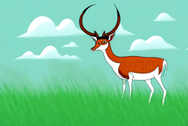 An antelope grazing in a grassy field