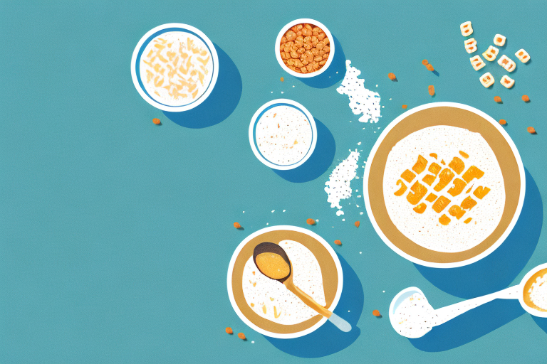 A bowl of cereal with a carton of buttermilk and a carton of milk next to it
