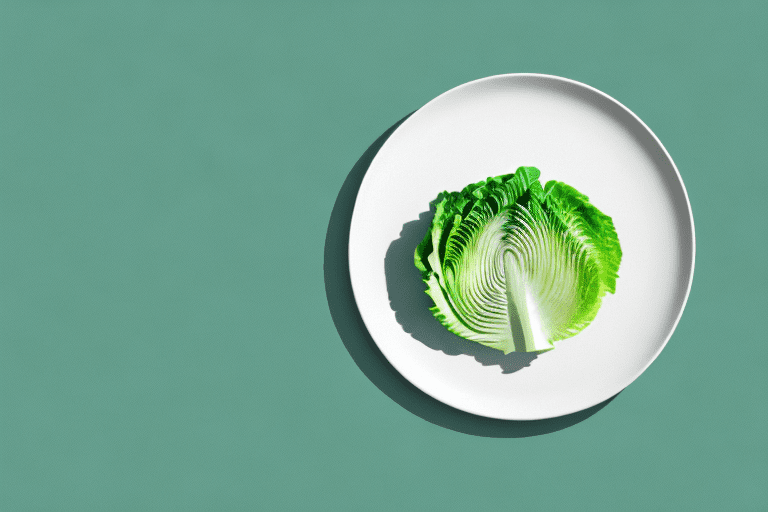 A head of lettuce sitting on a plate