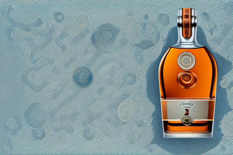 A bottle of cognac with a unique design