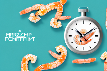 A package of frozen shrimp with a timer or clock nearby