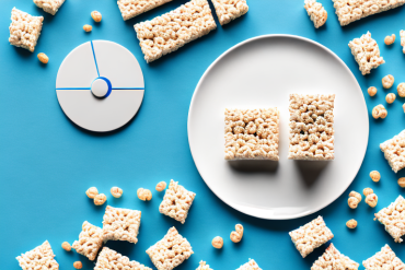 A plate of rice krispie treats with a timer next to it