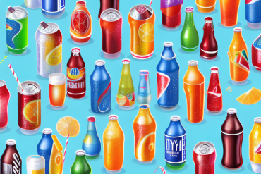 A variety of fizzy drinks with different flavors and colors