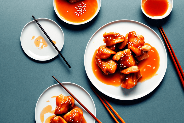 A plate of orange chicken with steam rising from it