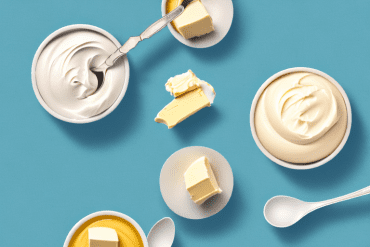 A bowl of sweet cream butter and a bowl of regular butter side-by-side