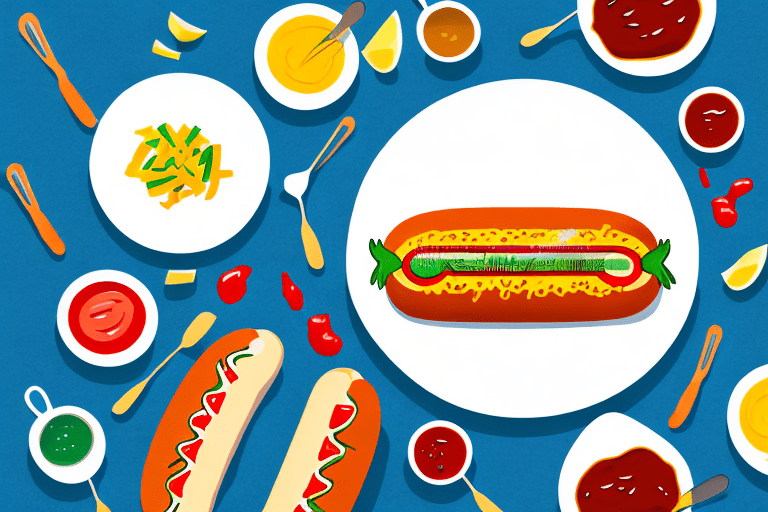 A raw hot dog on a plate with condiments