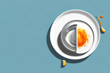 A can of cooking spray with a few drops of oil on a plate of food