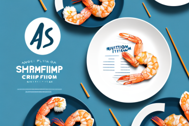 A plate of shrimp tails with a nutrition facts label