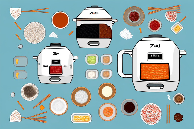 A zojirushi rice cooker with various dessert ingredients around it