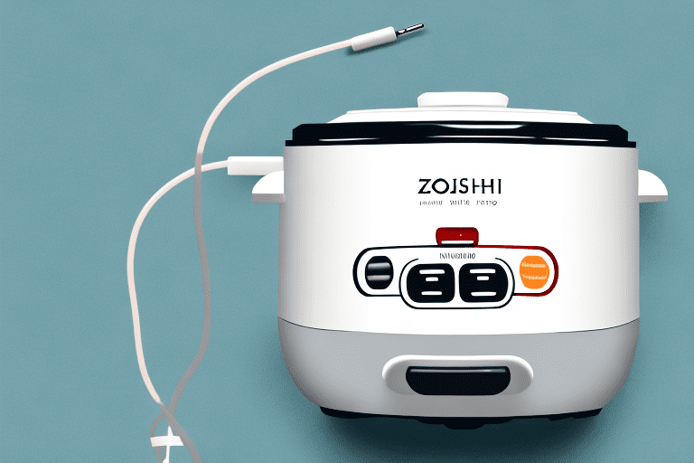 A zojirushi rice cooker with a retractable power cord