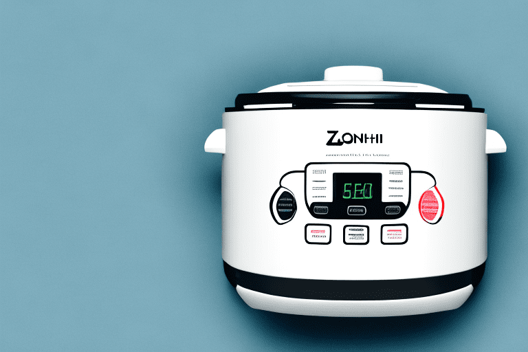 A zojirushi rice cooker with a timer and control panel