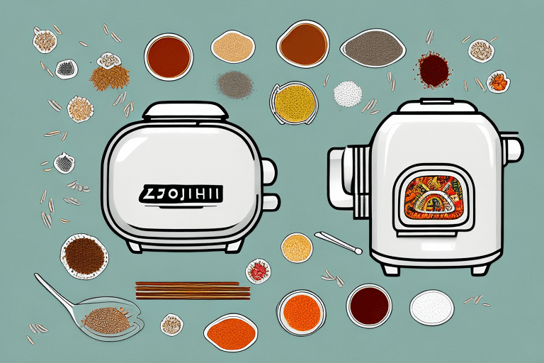 A zojirushi rice cooker with mexican-style ingredients and spices