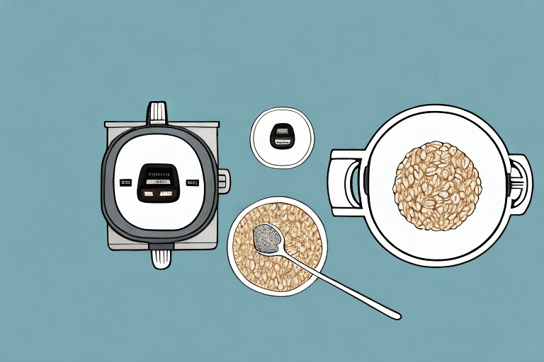 A zojirushi rice cooker with a bowl of steel-cut oats beside it