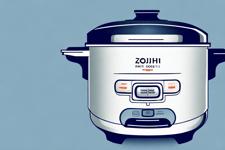 A zojirushi rice cooker with navy beans and cooked rice spilling out of it