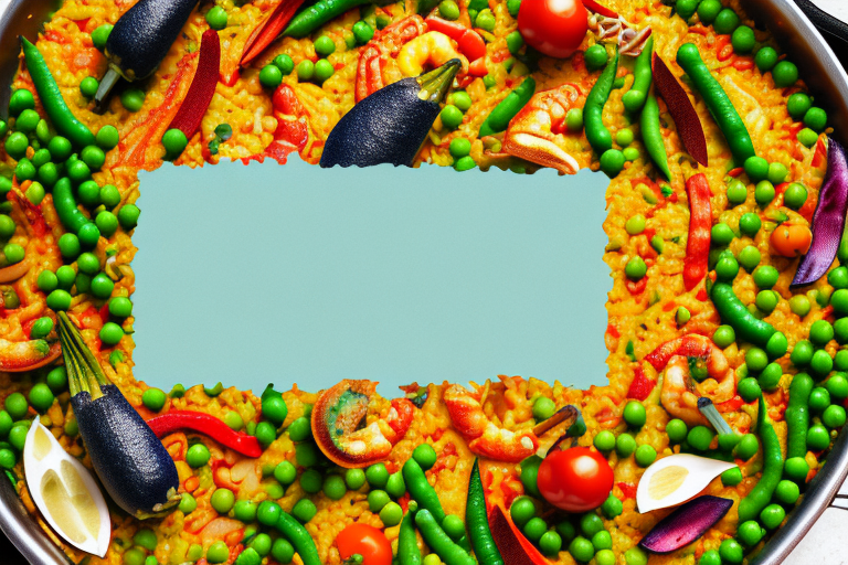 A paella pan with colorful vegetables