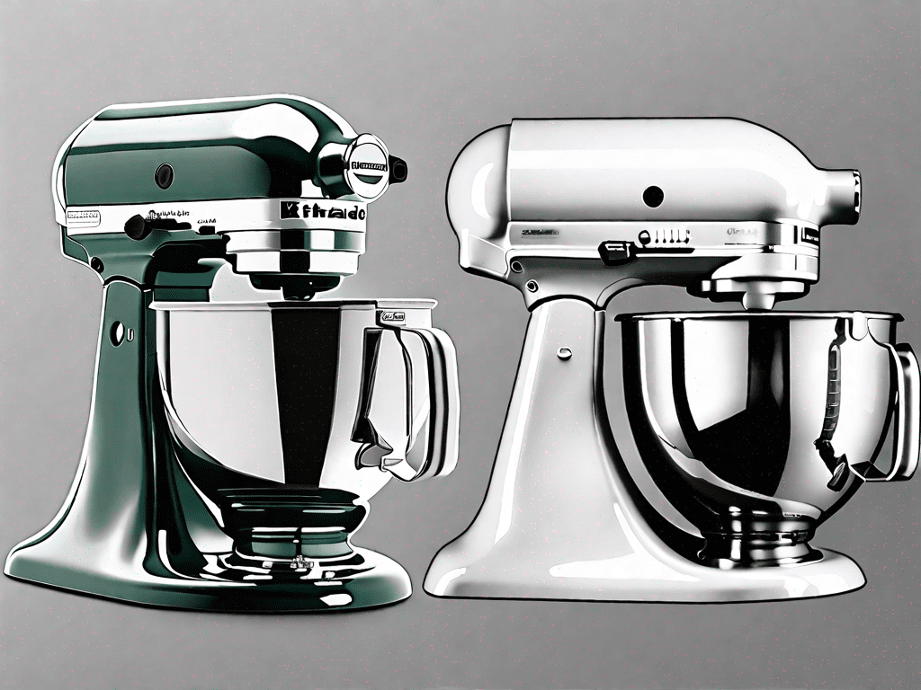 A refurbished kitchenaid professional 600 mixer side by side with a new one
