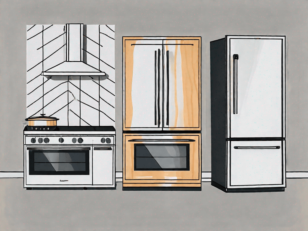 A double oven electric wall oven and a single oven electric freestanding range side by side
