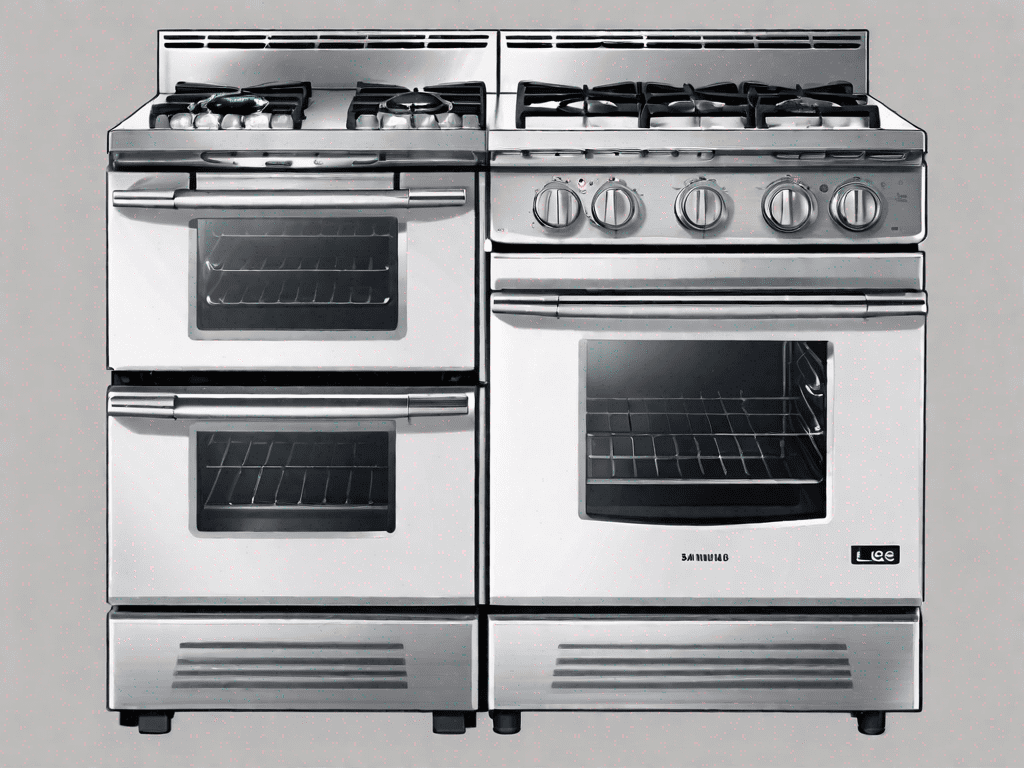 A samsung gas stove and an lg gas stove side by side