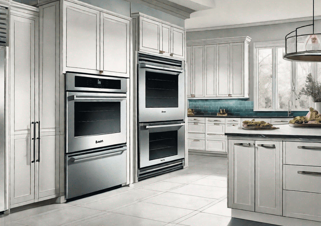 A bosch oven and a thermador oven side by side