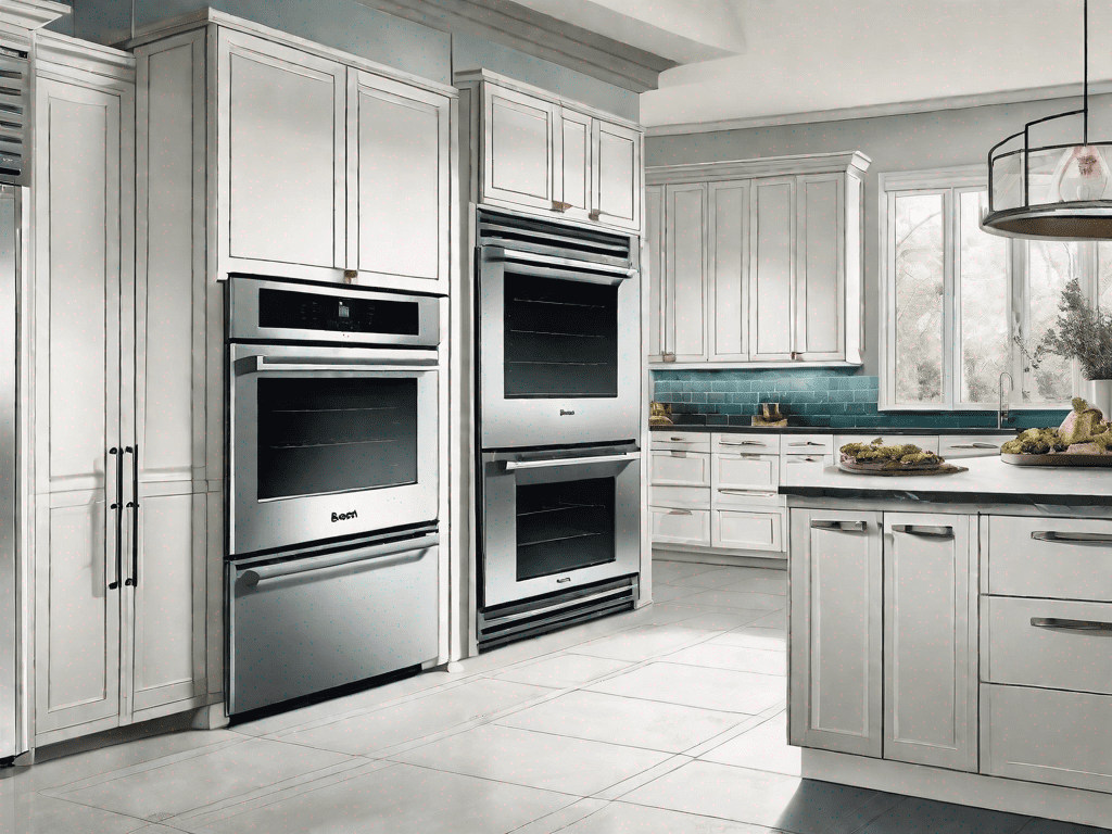 A bosch oven and a thermador oven side by side