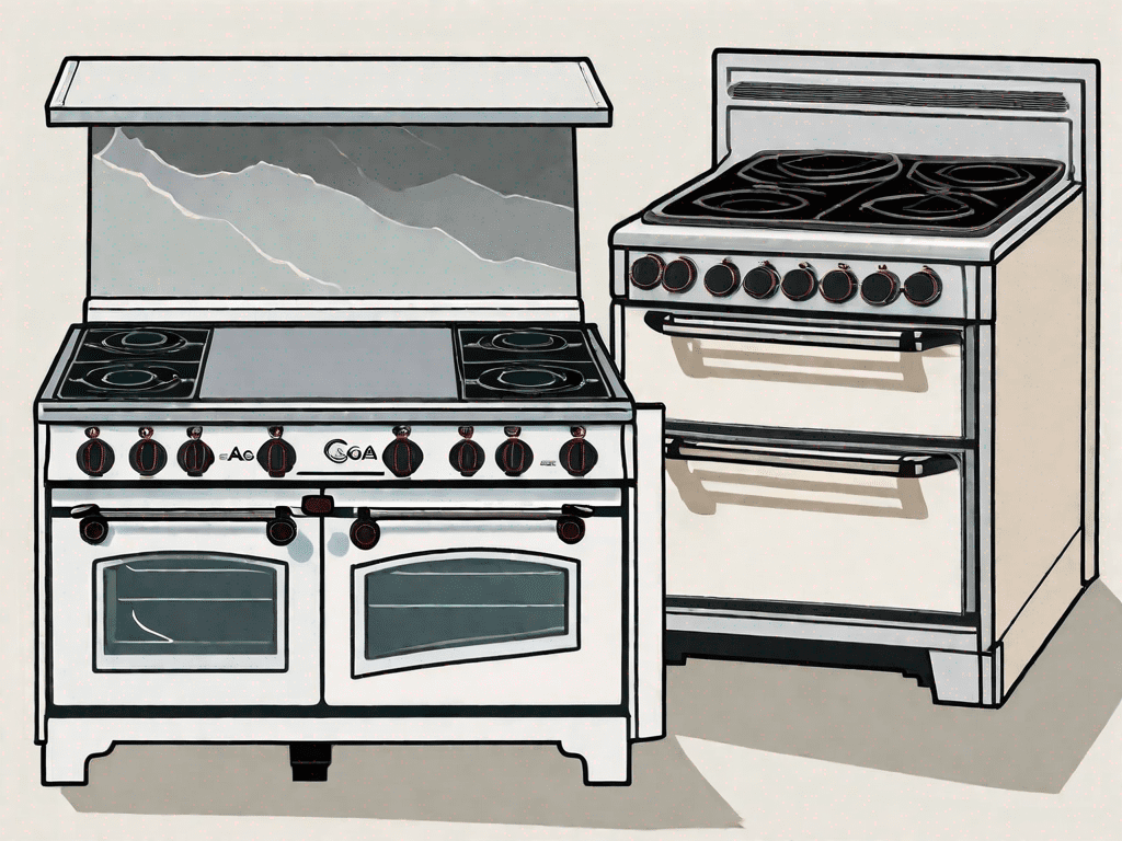 An aga electric range and a wolf induction range side by side