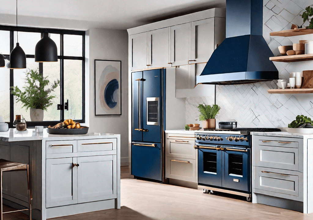 A bluestar range and a capital range side by side in a modern kitchen setting