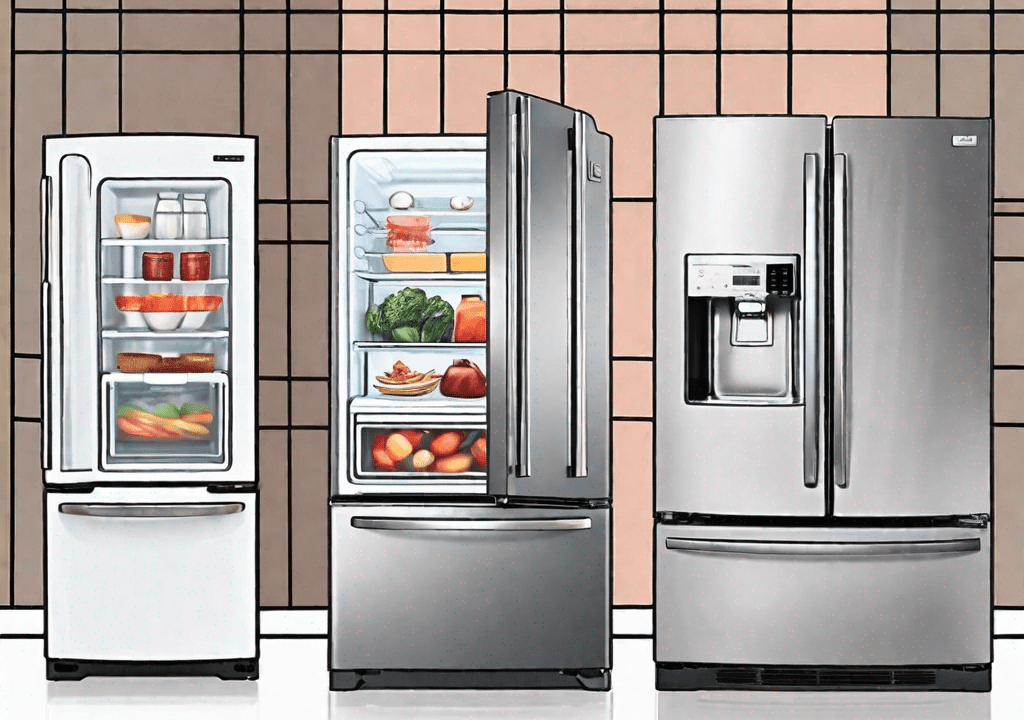 A cafe french door refrigerator and an lg refrigerator side by side