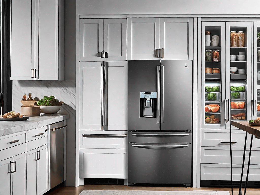 A cafe counter depth french door refrigerator and an lg instaview refrigerator side by side