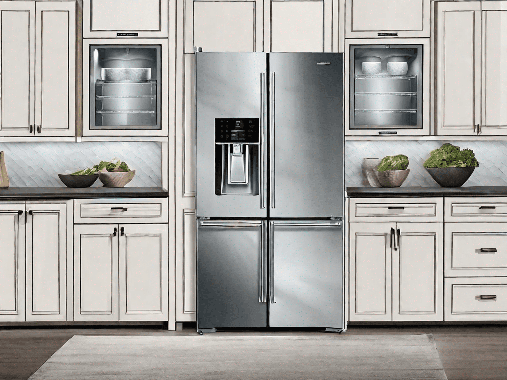 A subzero glass door refrigerator and a liebherr french door refrigerator side by side