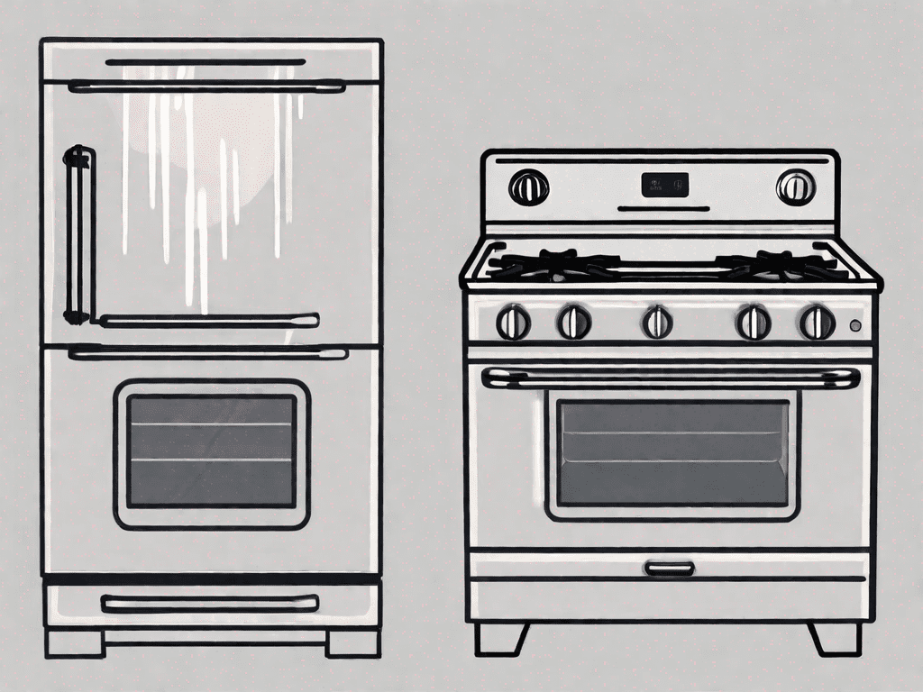 A gas stove and a glass top electric stove side by side