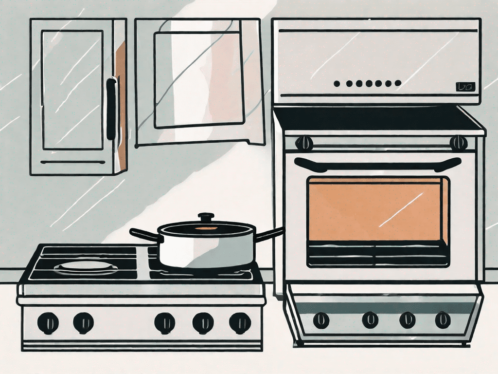 A gas range with a griddle on one side and an induction range on the other