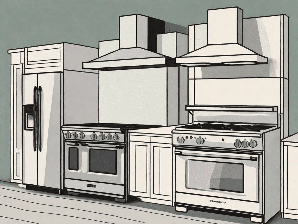 A freestanding double oven gas range on the left and a slide-in gas range on the right
