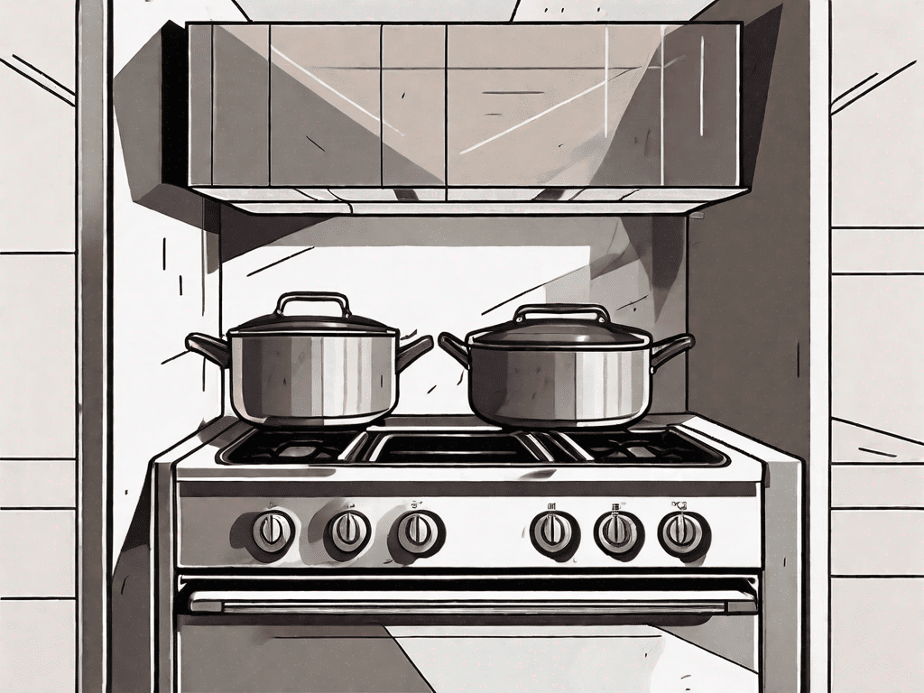 A gas stove with a griddle on one side and an induction range on the other side