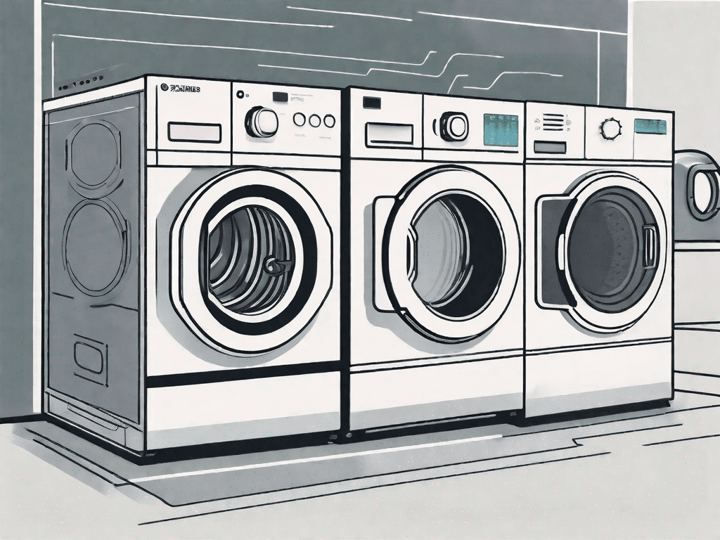 A high-efficiency top load washer and a front load washer side by side
