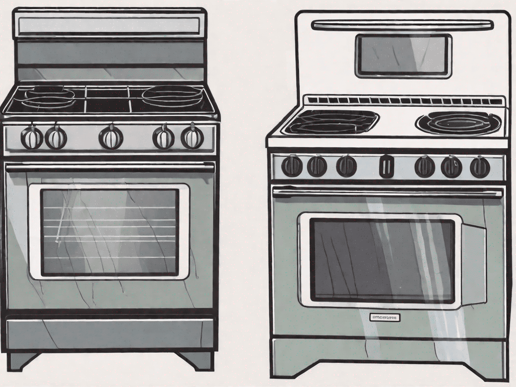 A glass top radiant electric stove and a coil electric range side by side