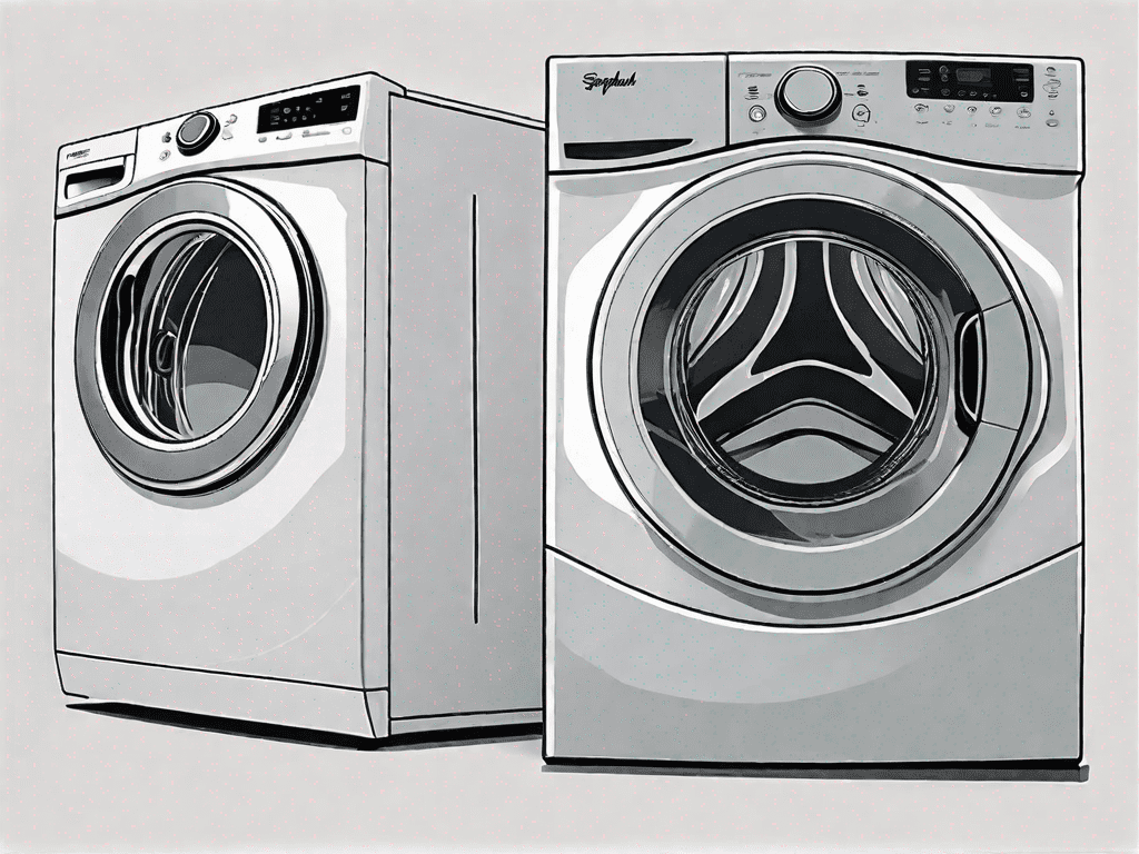 A top load and a front load whirlpool washer side by side
